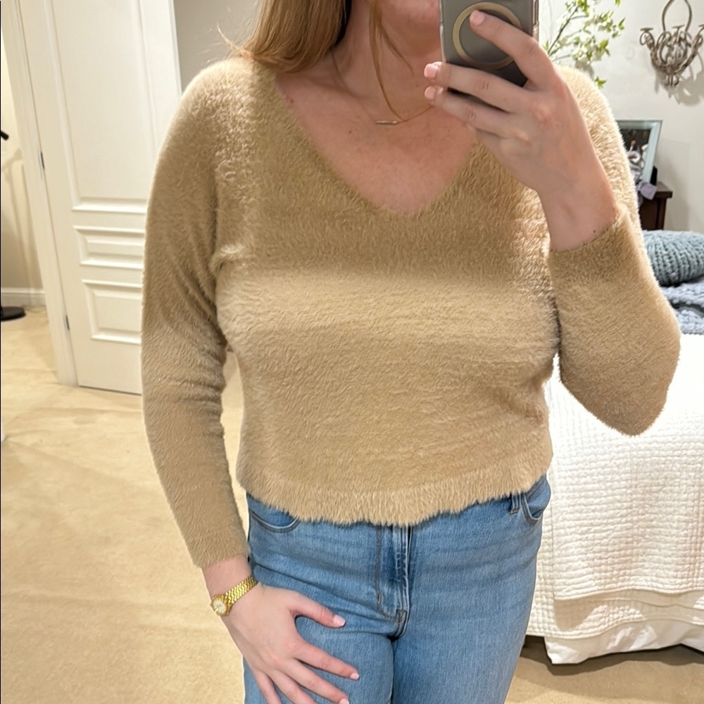 Cozy Beige V-Neck Sweater